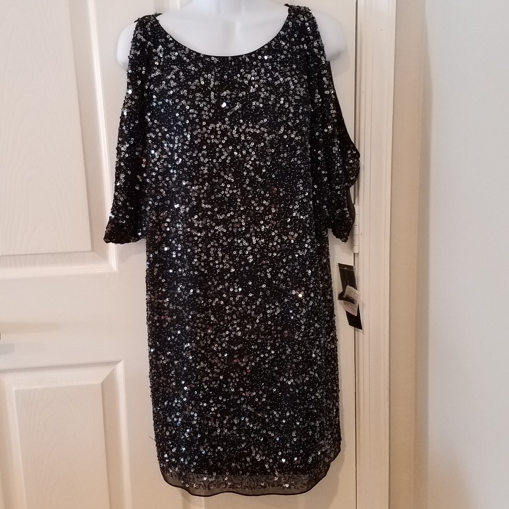 NWT Black Sequin Dress by Aidan Mattox